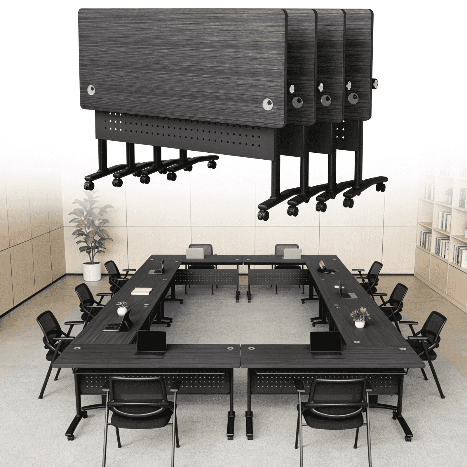 4 Pack Modular Conference Tables,Folding Conference Room Tables with ...