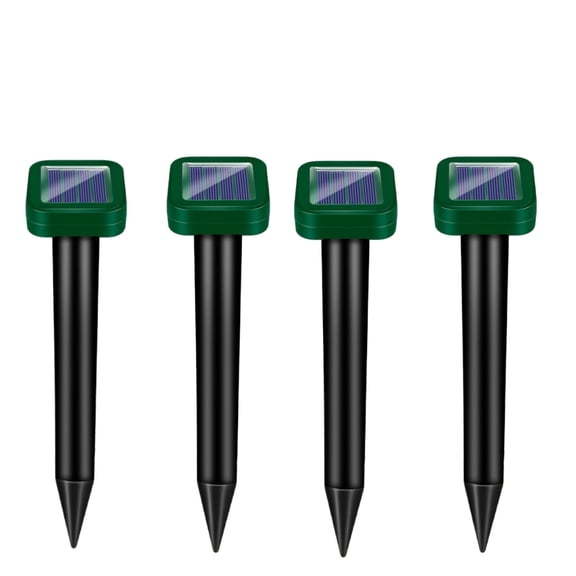 4 Pack Mole Repellent Solar Powered, Waterproof Vole Chipmunk Outdoor Repeller,Ultrasonic Gopher Repellent for Lawn Garden Yard, Mole Deterrent,Groundhog Repeller, Snake