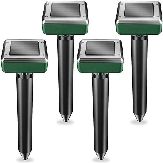 INVISBlUE 4 Pcs Mole Repellent – Solar Animal Repeller Stakes for Gopher, Moles, Groundhog – IP65 Waterproof Mole Repellent Stakes for Farm, Garden, Lawn