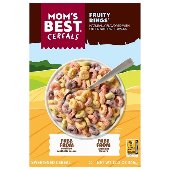 ( 4 Pack ) Mom's Best Fruity Rings Cereal, No Artificial Flavors, No Synthetic Colors, Crunchy, 12.2 oz Box
