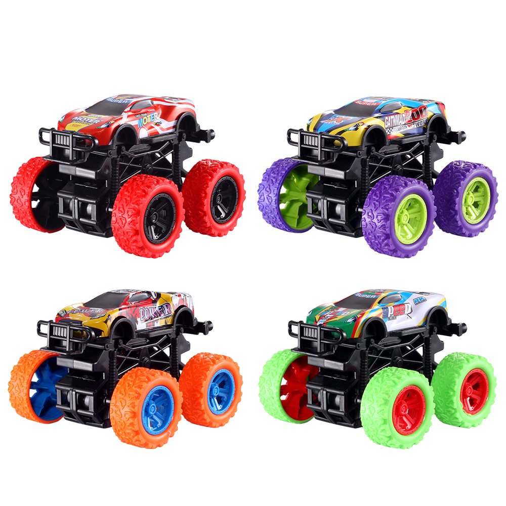 4 Pack Monster Truck Toys for Boys and Girls Friction Powered Push
