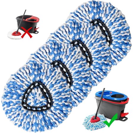 4 Pack Mop Cloth Replacements for ocedar, 4 Microfiber Mop Cloths - Compatible with O-Cedar RinseClean 2-Tank System