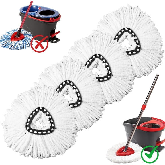 4 Pack Mop Heads Replacements, Compatible with O Cedar Easywring 1-Tank System Easy Wrin Spin Mops, Triangle Swivel Microfiber Washable & to Replace