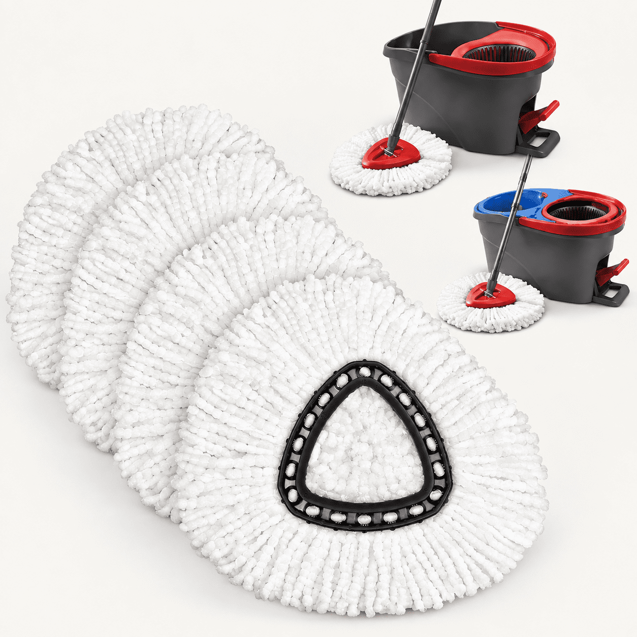 4 Pack Mop Heads Replacements for Easy Wring 1-Tank Spin System ...