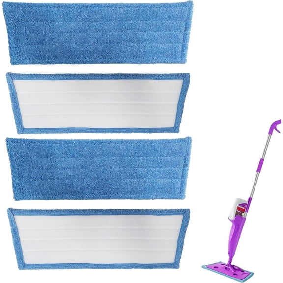 4 Pack Mop Pads Compatible with Rejuvenate Click N Clean Spray Mop Reusable Microfiber Pads Replacement for Rejuvenate Microfiber Mop Washable Mop Refill for Floor Cleaning