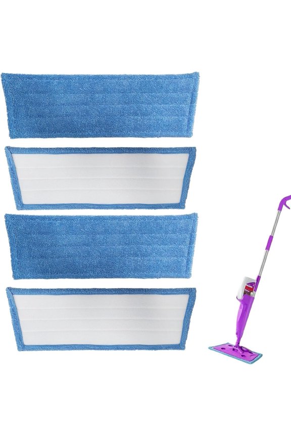 4 Pack Mop Pads Compatible with Rejuvenate Click N Clean Spray Mop Reusable Microfiber Pads Replacement for Rejuvenate Microfiber Mop Washable Mop Refill for Floor Cleaning
