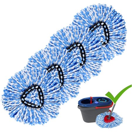 4 Pack Mop Replace Heads Compatible for O Cedar, Spin Mop Refill Head Replacement for RinseClean 2-Tank System - Fluffy Microfiber, Machine Washable (NOT for 1-Tank System)
