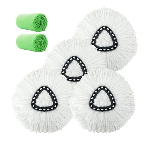 4 Pack Mop Replacement Heads Compatible with Oceda 1 Tank System Microfiber Spin Mop Replace Head Mop Refills Safe for All Hard-surfaced Floors Includes 2 Extra Microfiber Cleaning Cloths