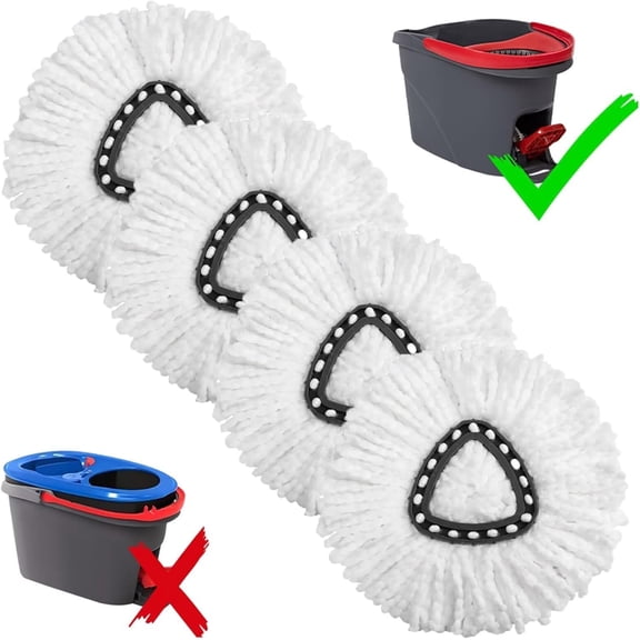 4 Pack Mop Replacement Heads – Microfiber Mop Refills Compatible with O-Cedar EasyWring Spin Mop System, Machine Washable Floor Cleaning Pads
