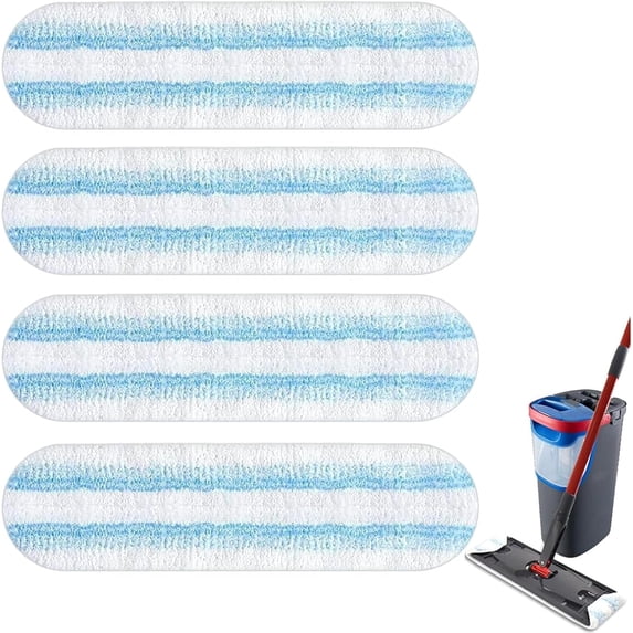 4 Pack Mop Replacement Pads for OCedar H2prO Flat Mop System, Microfiber Refills Heads Replacements for Vileda H2prO Flat Floor Mop, Washable & Reusable Pad Refills for Deep Cleaning