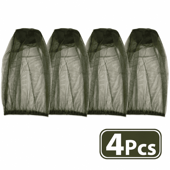 4 Pack Mosquito Head Net Hat Sun Insect Face Protection Mesh Cap for Hiking, Fishing, Camping, Gardening