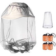 4 Pack Mosquito Head Net Mesh Protective, Durable Face Neck Insect Netting Hood Screen Net for Any Outdoor Lover, with Carry Bags Fits Most Sizes of Hats Caps