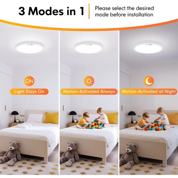 4-Pack Motion Sensor Ceiling Light Wired, 7 Inch LED Flush Mount Light Fixture, 3000K/4000K/6500K Selectable, Closet Lights Motion Sensored with Timer for Bathroom, Pantry, Non-Dimmable