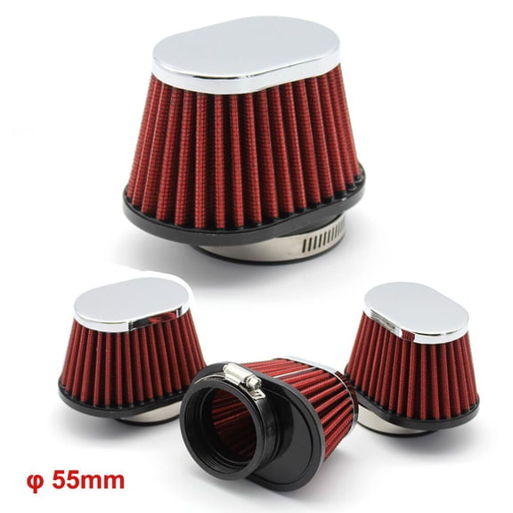 4 Pack Motorcycle Performance Tapered Oval Pod Air Filter Fit for 1979-1982 Honda CBX, Intake 55mm ID Red