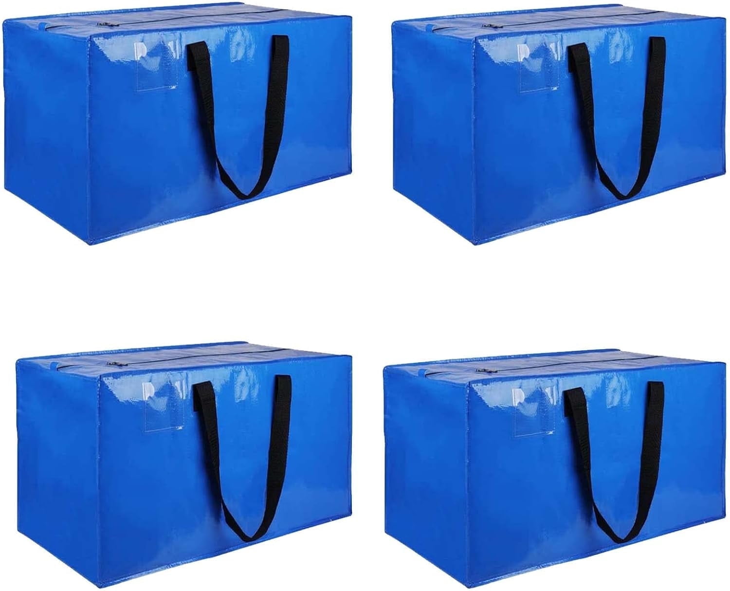 4 Pack Moving Bags Heavy Duty Extra Large, Blue Moving Totes Bag with Zippers Backpack Handles for Clothes, Moving Boxes Dorm College Packing Supplies