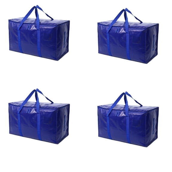 4 Pack Moving Bags Heavy Duty, Extra Large Moving Bags, Moving Supplies, Storage Bags with Handles and Zippers, Waterproof Totes for Storage Space Saving Packaging Shipping and Travel(Blue)