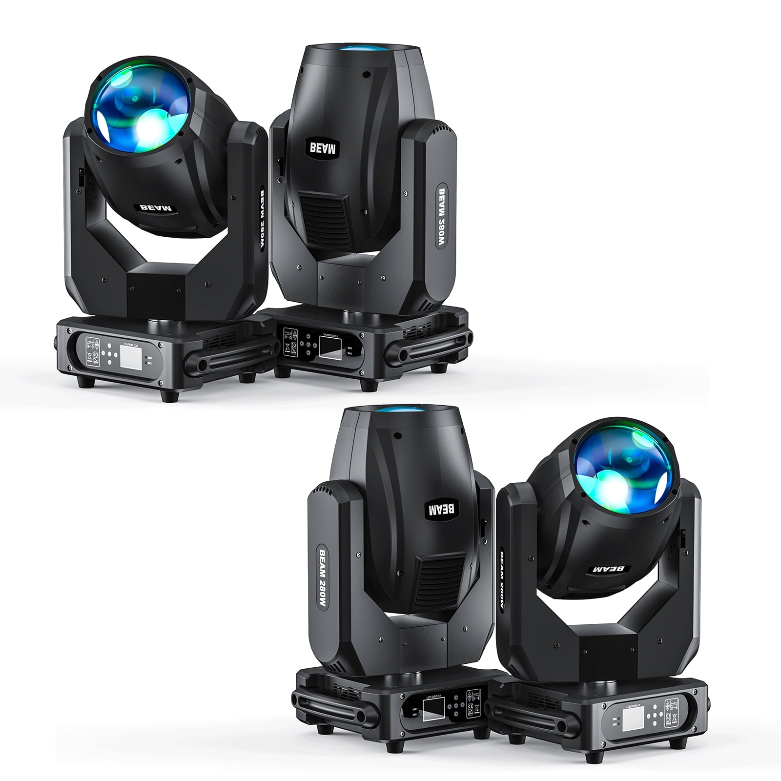 4-Pack Moving Head Beam Light 280W DMX512 with 14 Gobos 14 Colors 2 Prisms for Party Disco Show