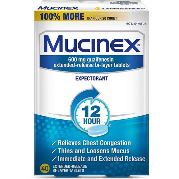 4 Pack - Mucinex 12-Hour Chest Congestion Expectorant Tablets, 40 Each