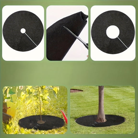 4 Pack Mulch Ring, 20.47 Inch Tree Ring Mulch Mat, Tree Protector Mat Plant Cover Ring Discs Tree Mats Mulch Rings for Indoor Outdoor Trees Plants