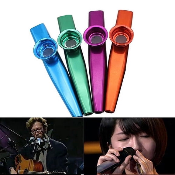 4-Pack Multicolor Metal Kazoos, Aluminum Alloy Musical Instruments for Kids and Adults, Flute Companion