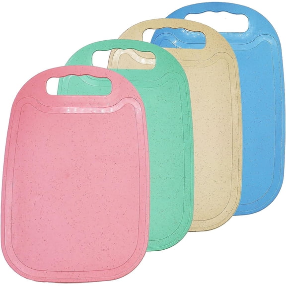 4 Pack Multicolored Wheat Straw Cutting Board for Professional Daily Home Kitchen Use