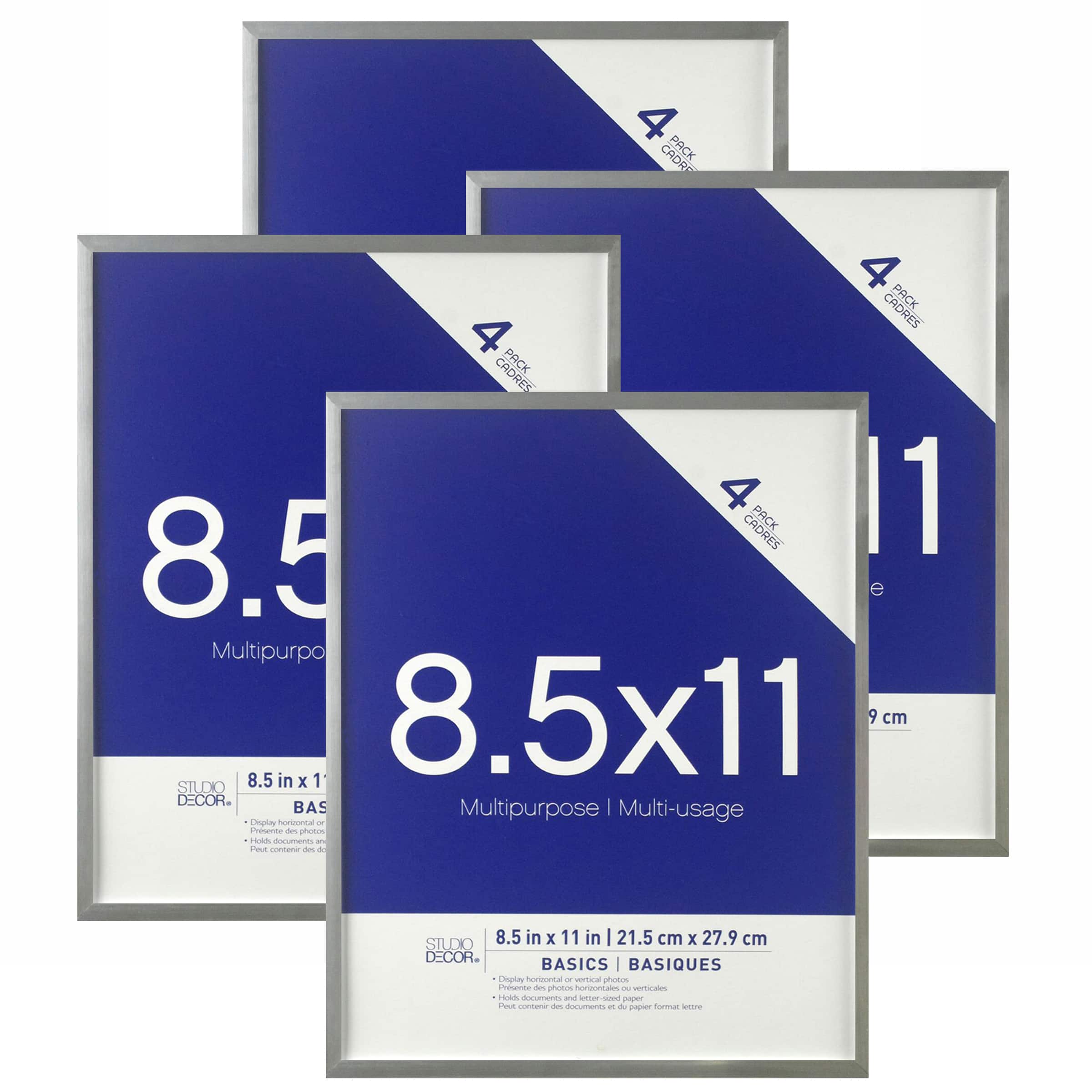 4 Pack Multipurpose 8.5" x 11" Wall Frames, Basics by Studio Décor