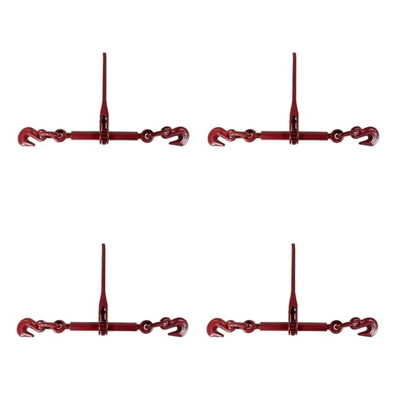 (4 Pack) Mytee Products 3/8"-1/2" Heavy Duty Ratchet Lever Load Binder w/ Grab Hooks 9,200 Lbs Working Load Limit | Tie Down Hauling Chain Binders for Flatbed Truck Trailer