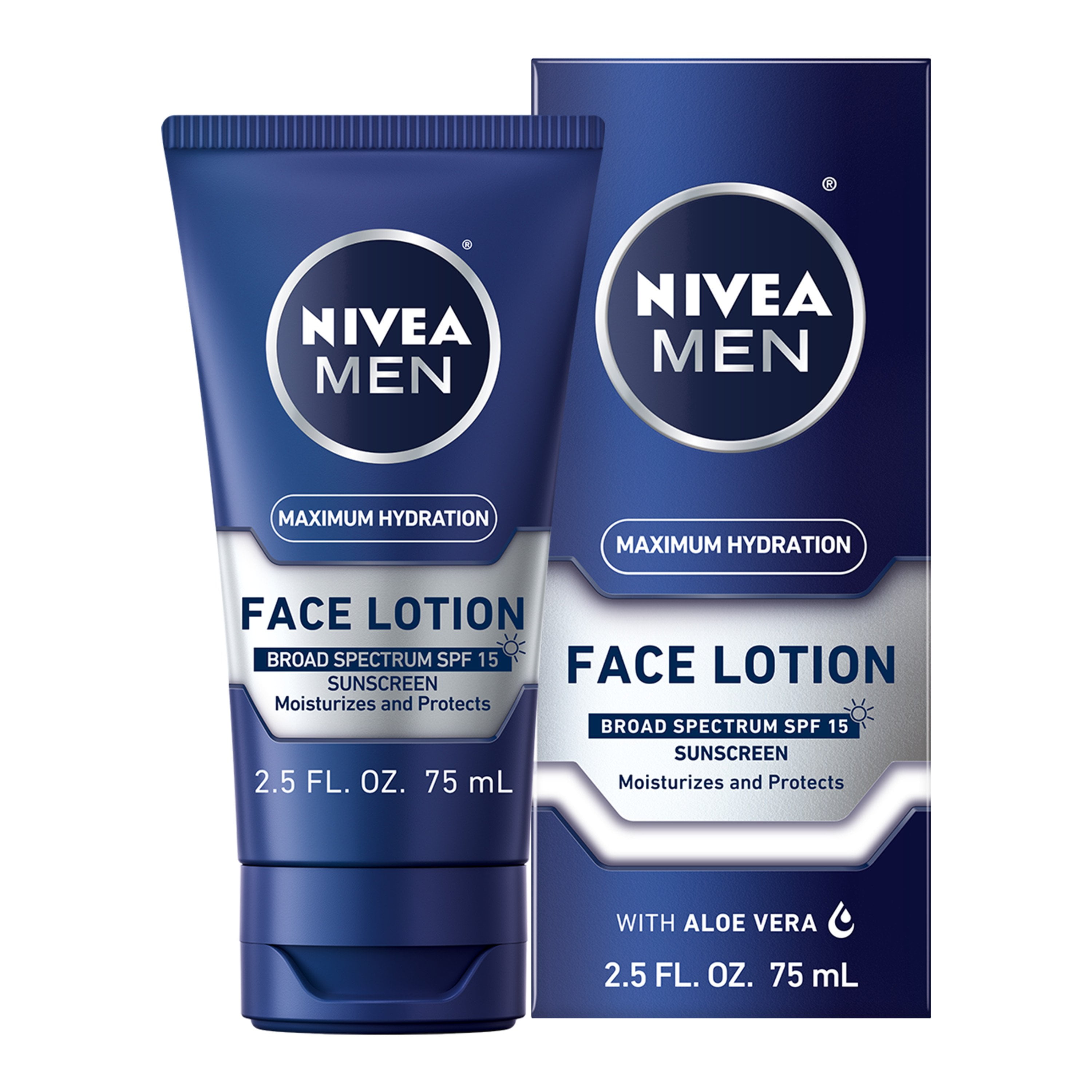 4 Pack NIVEA Men Maximum Hydration Protective Lotion SPF 15, 2.5 Fluid Ounce