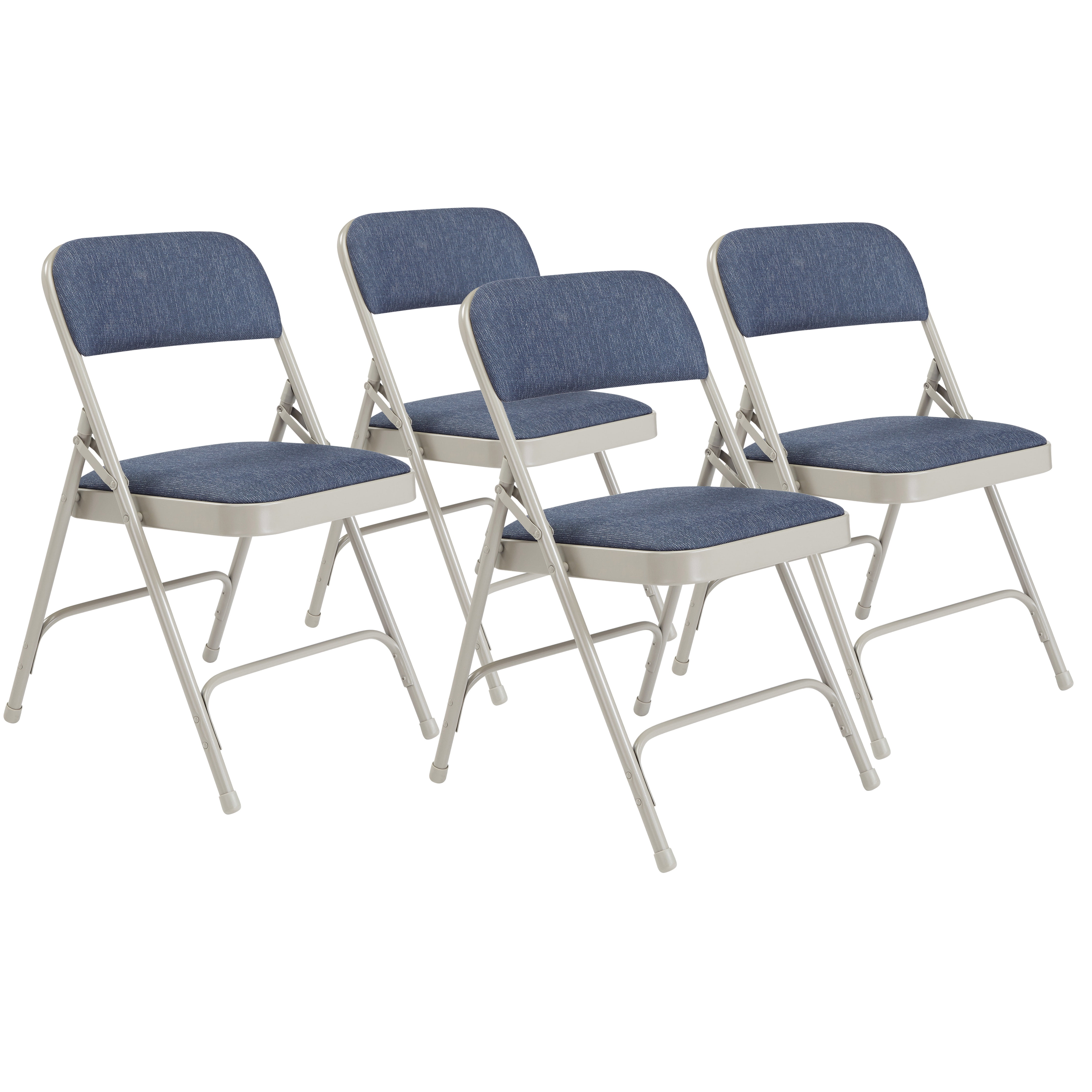 Imperial Blue and Gray Fabric Padded Folding Chair Set