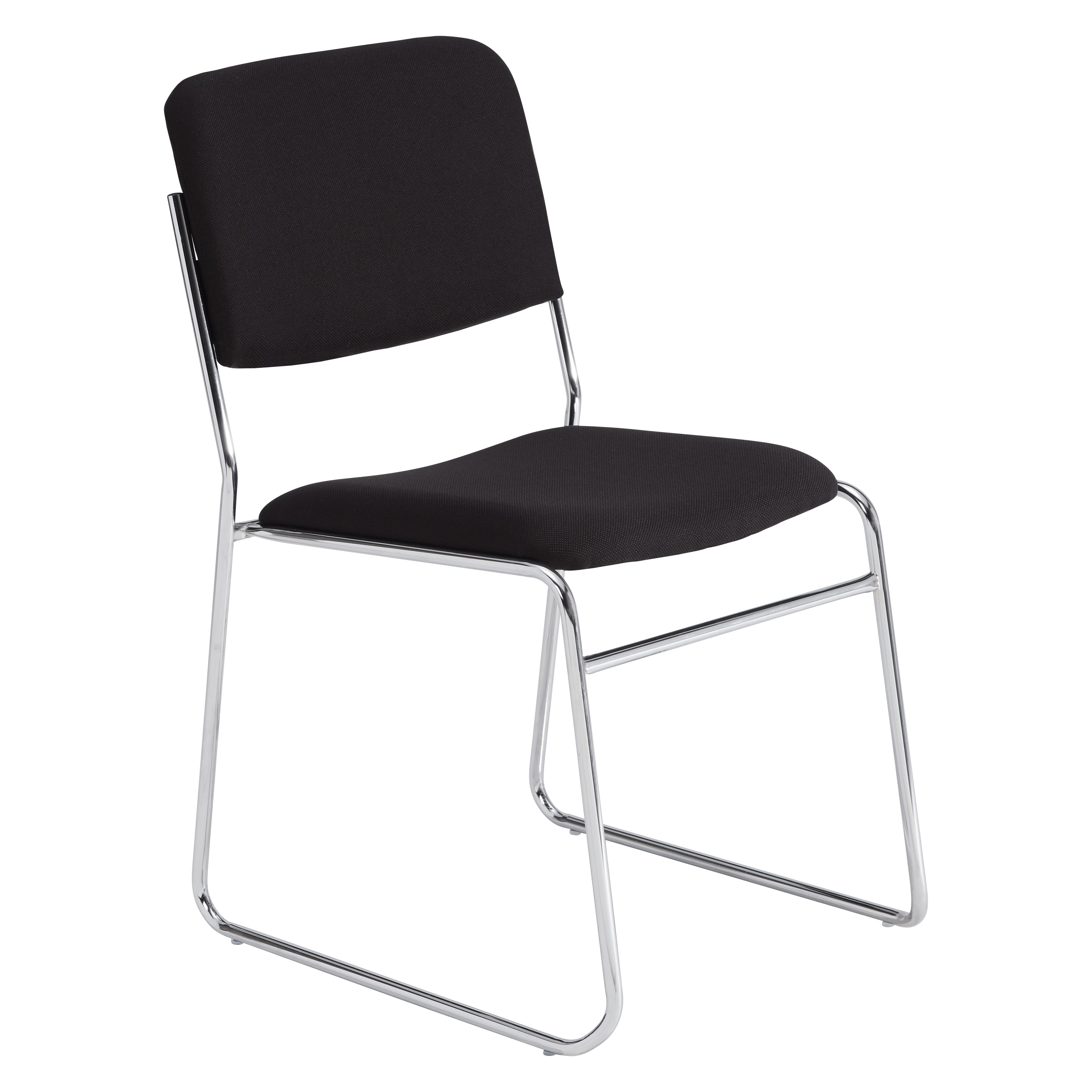 (4 Pack) NPS® 8600 Series Fabric Padded Signature Stack Chair, Ebony Black