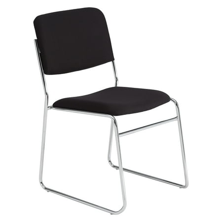 (4 Pack) NPS® 8600 Series Fabric Padded Signature Stack Chair, Ebony Black