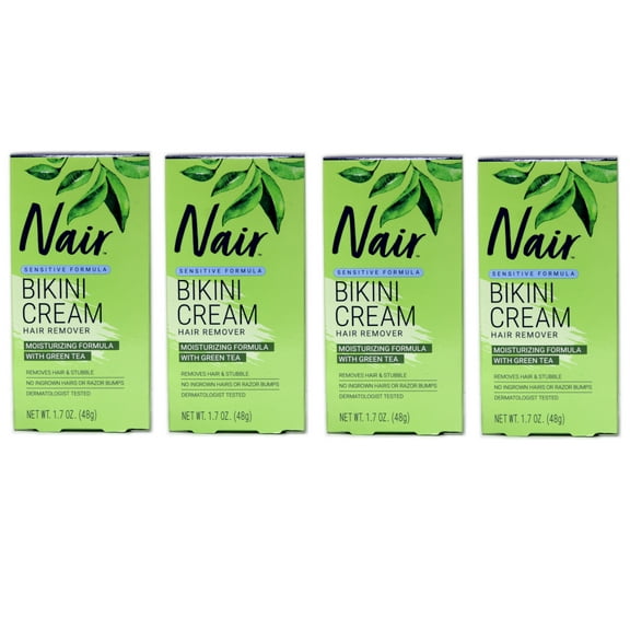 4 Pack Nair Hair Remover Bikini Cream With Green Tea Sensitive Formula 1.70oz Ea