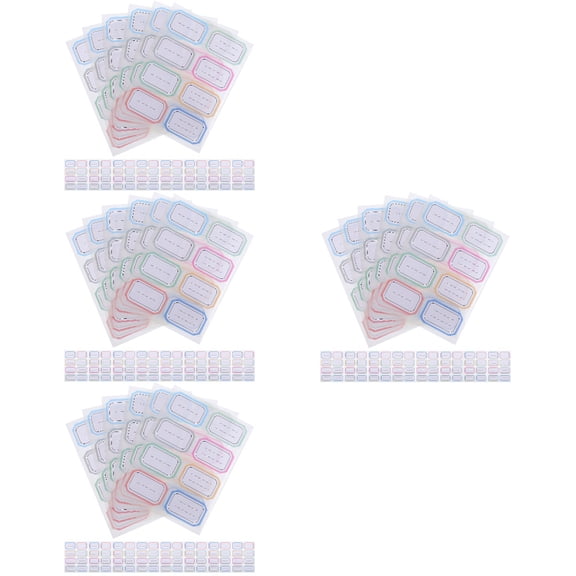 4 Count Handwritten Label Sticker Jar Name Tag Stickers for Water Bottles Nail Labels Colorful