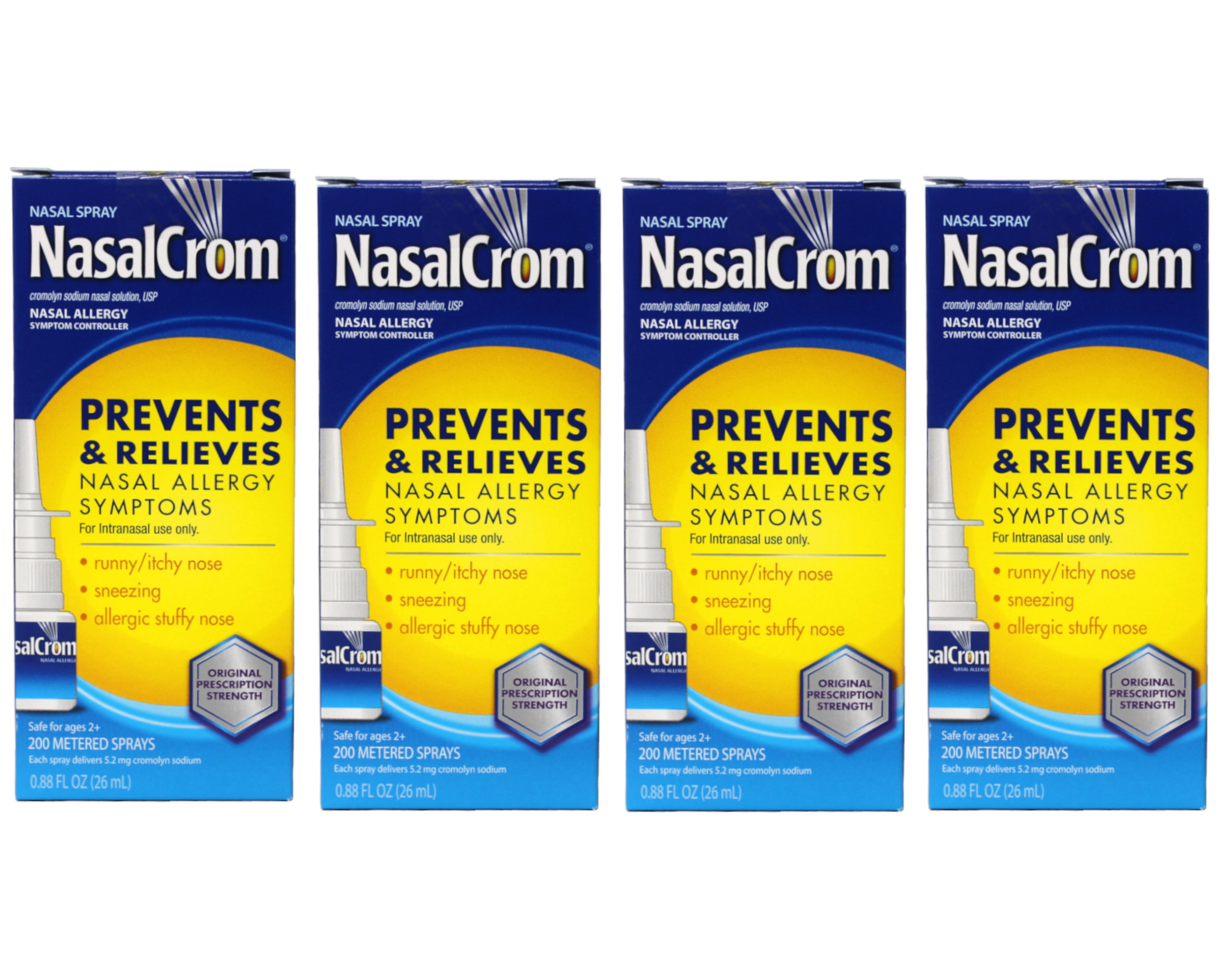 4 Pack - NasalCrom Nasal Spray Allergy Symptom Controller, 200 Metered Sprays, 0.88 FL OZ