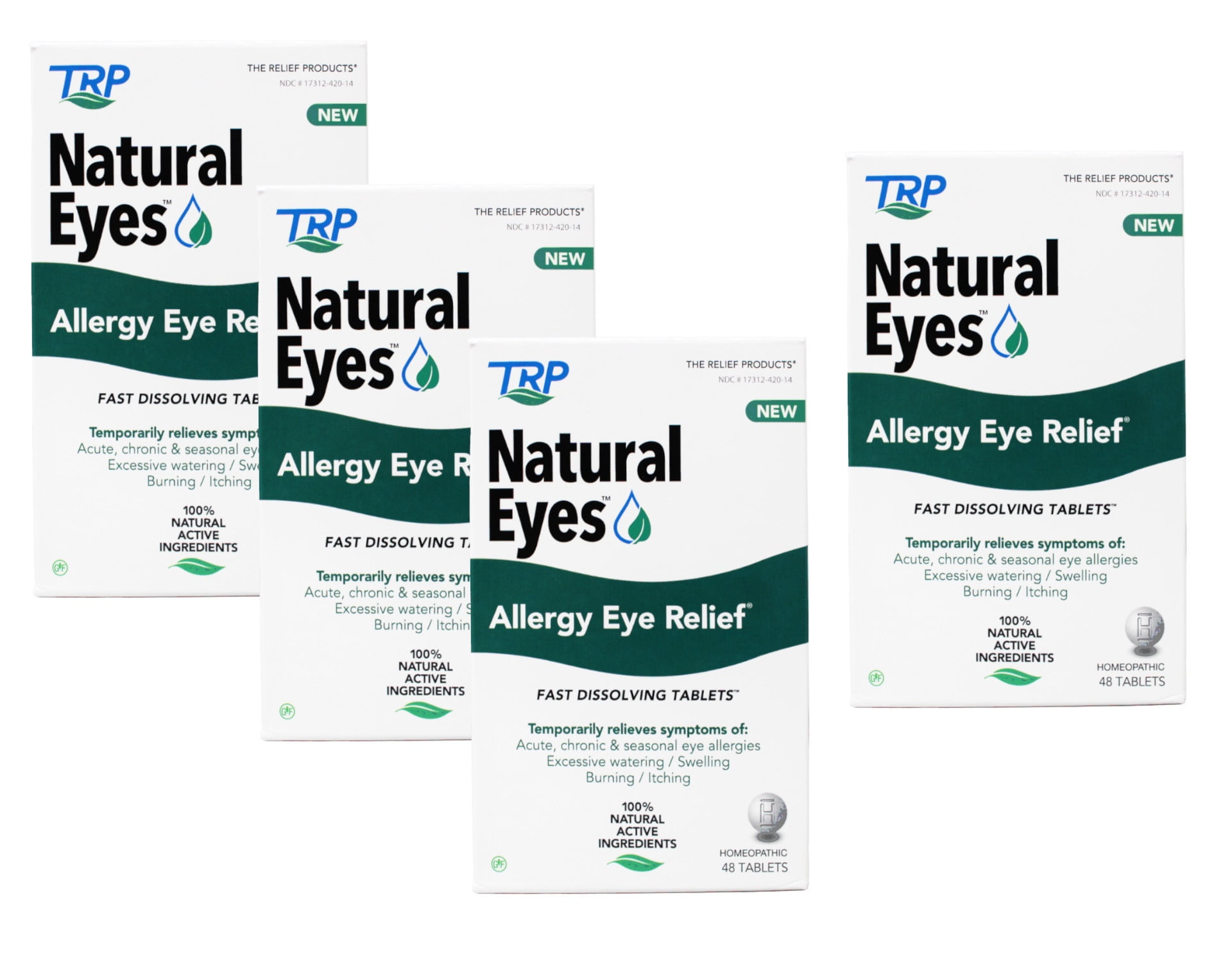 4 Pack Natural Eyes, Allergy Eye Relief, Fast Dissolving Tablets, for