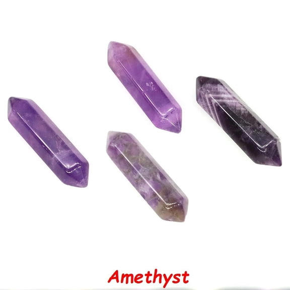 4 Pack Natural Mixed Stone Double Terminated Hexagonal Crystal Wands, 1.2 Inch (30mm) Small Polished Crystal Points, Healing Crystals for Reiki Yoga Meditation Chakra Healing Home Decor