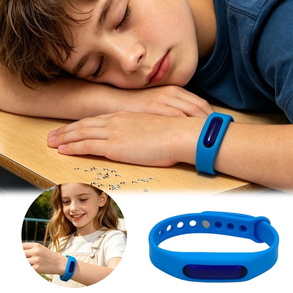 4-Pack Natural Mosquito Repellent Wristband - Adjustable Silicone Insect Bug Band with Refillable - DEET-Free Outdoor Protection for Kids & Adults(Blue)