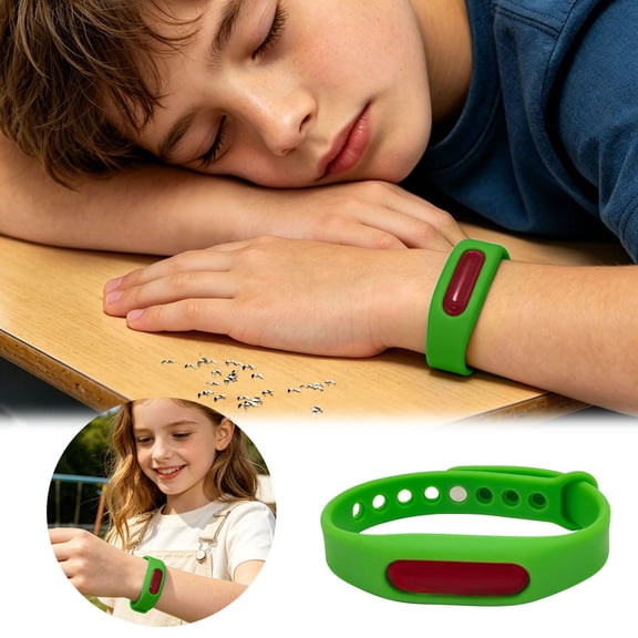 4-Pack Natural Mosquito Repellent Wristband - Adjustable Silicone Insect Bug Band with Refillable Capsule - DEET-Free Outdoor Protection for Kids & Adults(Green)