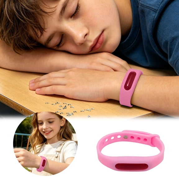 4-Pack Natural Mosquito Repellent Wristband - Adjustable Silicone Insect Bug Band with Refillable Capsule - DEET-Free Outdoor Protection for Kids & Adults(Pink)