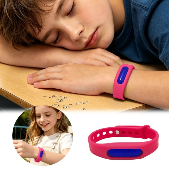 4-Pack Natural Mosquito Repellent Wristband - Adjustable Silicone Insect Bug Band with Refillable - DEET-Free Outdoor Protection for Kids & Adults(Red)