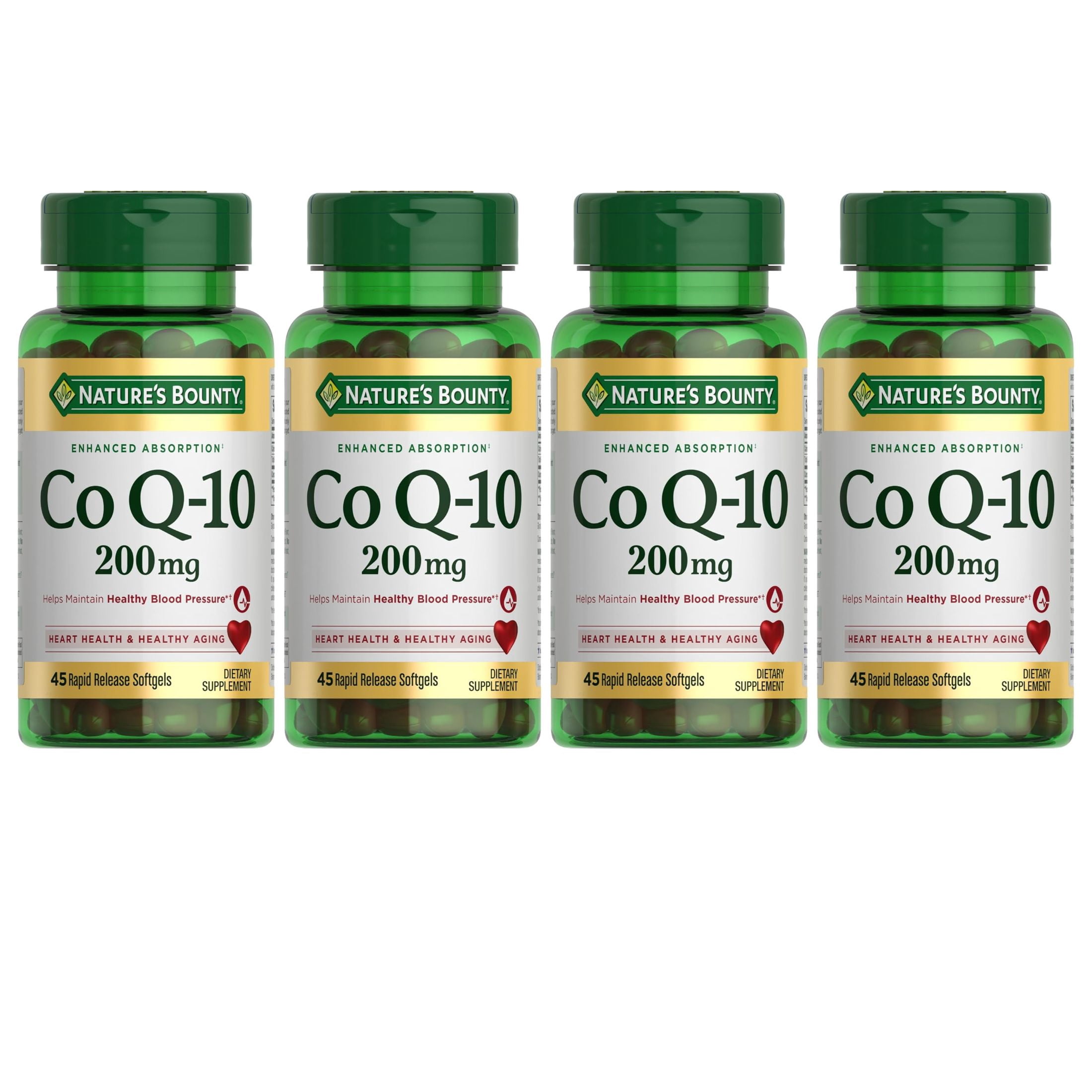 "4 Pack - Nature's Bounty Co Q-10 200 mg, 45 Softgels Each"