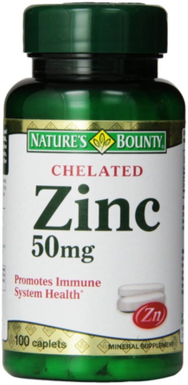 4 Pack - Nature's Bounty Zinc 50 mg Caplets 100 Each