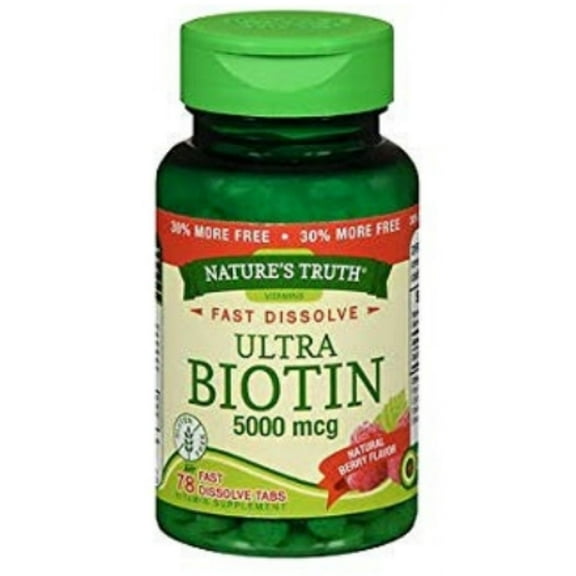 4 Pack - Nature's Truth Ultra Biotin 5,000 mcg Fast Dissolve Tabs Berry Flavor, 78 ea