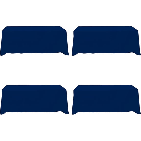 4 Pack Navy Blue 90 x 156 Inch Rectangle Tablecloths 150 GSM Polyester Floor Length Water and Wrinkle Resistant