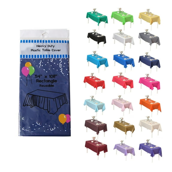 (4 Pack) Navy Blue Premium Rectangle Heavy-Duty Plastic Table Covers ( Reusable)