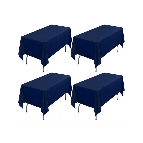 4 Pack Navy Blue Rectangle Tablecloth 60x126 Inch, Stain & Wrinkle Resistant Washable Polyester for Wedding Dining Buffet Parties