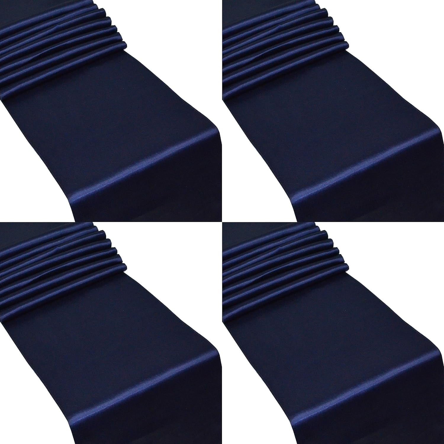 4 Pack Navy Blue Satin Table Runner 12x108 Inch Long Wedding Silk Table Runner for Wedding B