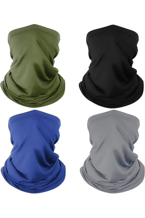 4 Pack Neck Gaiter Breathable Bandana Mask for Outdoor Protection, Washable Reusable Cooling Gator Mask Face Scarf Cover Protect from Dust Sun for Men Women Fishing Cycling Running Facemask Gaitor