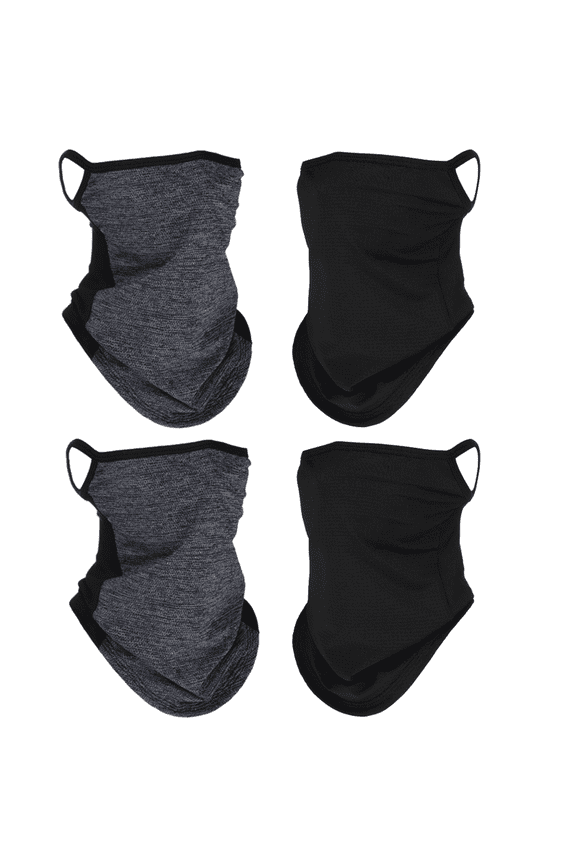 4 Pack Neck Gaiter with Ear Loops, Face Covering Gator Mask Bandana Breathable Mask for Outdoor Protection