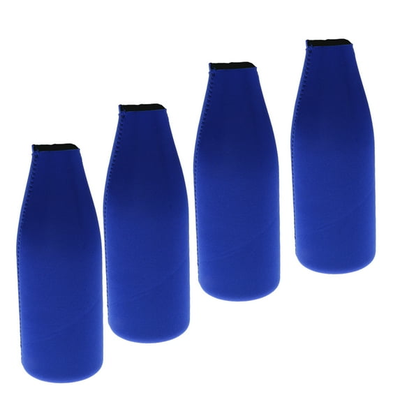 4 Pack Neoprene Water Bottle Sleeve Beer Bottle Coolers Holder Sleeves Collapsible Drink Bottle Covers Carrier Insulators Beverage Bottle Can Sleeves Covers Blue